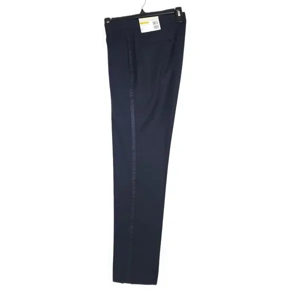 Alfani Mens Slim Fit 2 Piece Tuxedo Suit 40R 30x30 Navy Stretch Diamond Grid NWT